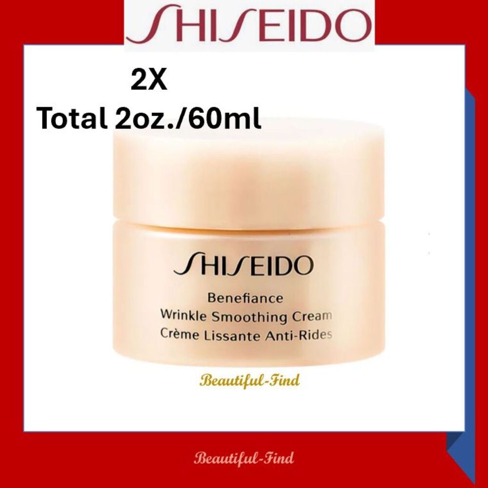 2x Shiseido Benefiance Wrinkle Smoothing Cream 1.0oz. Total 2oz. 60ml New